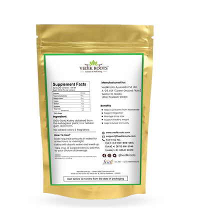 Vedikroots Gond Katira 100g | Natural Body Cooling & Hydrating Superfood | Supports Digestion & Gut Health | Rich in Fiber & Nutrients | Perfect for Summer Drinks, Desserts & Ayurvedic Wellness