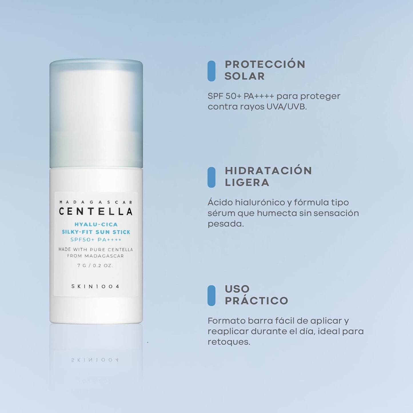 SKIN1004 Madagascar Centella Hyalu-Cica Silky-Fit SPF 50+ PA++++ Sun Stick For Sensitive, Normal, Dry Skin, 7g