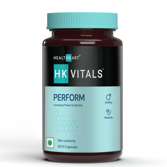 HealthKart HK Vitals Perform (60 Capsules) | With Ashwagandha, Safed Musli, Gokshura, & Shatavari | For Energy, Stamina, & Muscle Strength