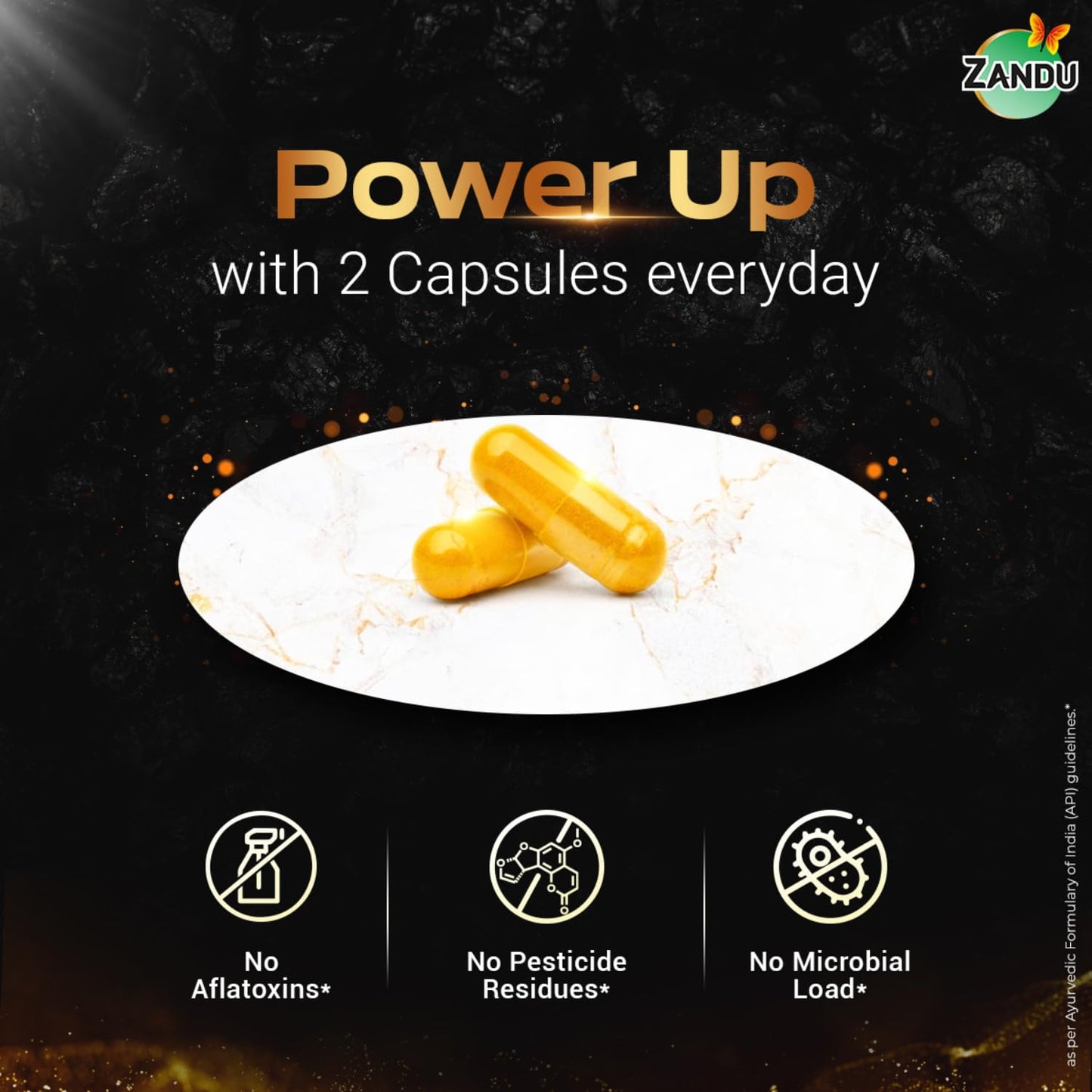 Zandu Shilajit Gold Plus| Scientifically tested advanced formula| Made using 100% Pure Himalayan Shilajit, Gold & 9 Ayurvedic herbs |Enhances strength, stamina, vigour, vitality and power | 20 Caps