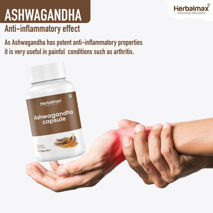 Herbal Max Ashwagandha General Wellness Capsules – 30 Veg Capsules 800mg | Ayurvedic Supplement for Stress Relief, Performance, Immunity & Energy