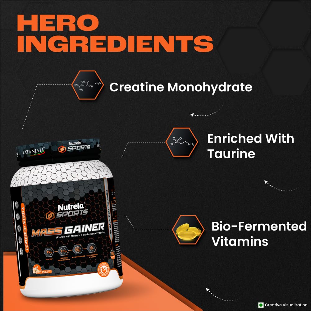 NUTRELA Sports Mass Gainer Powder- 1Kg (Malai Kulfi)