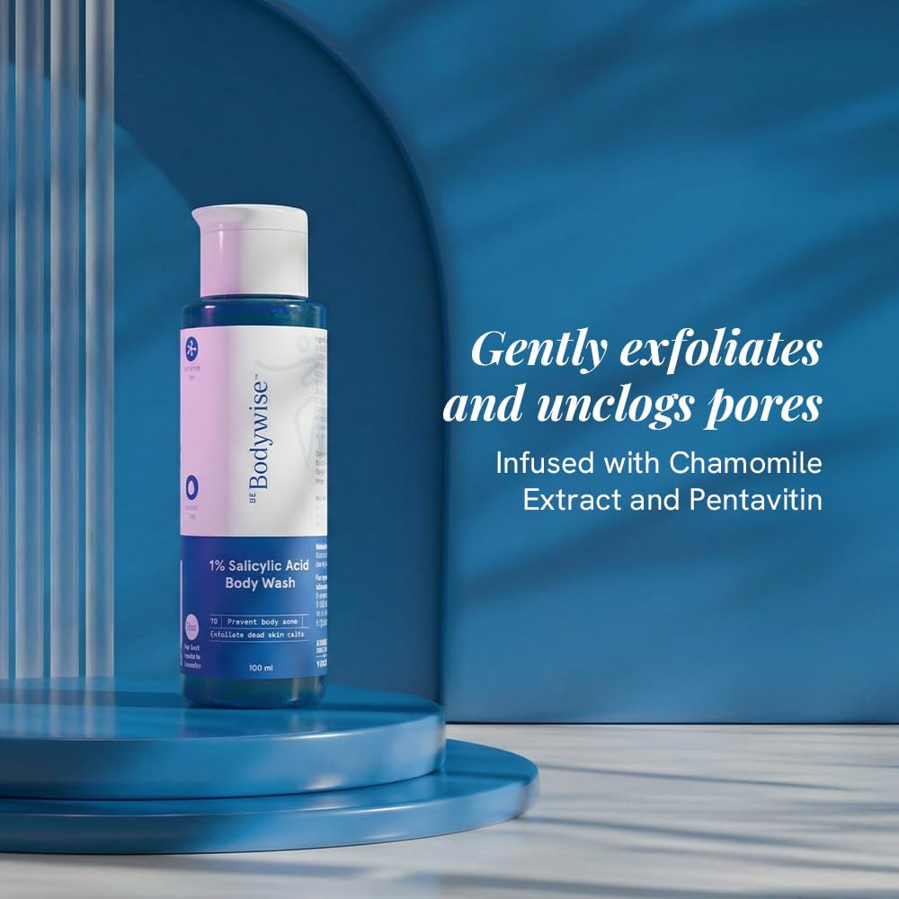 Be Bodywise 1% Salicylic Acid Body Wash | Prevents Body Acne & Exfoliates Skin | With Chamomile Extract | 100ml