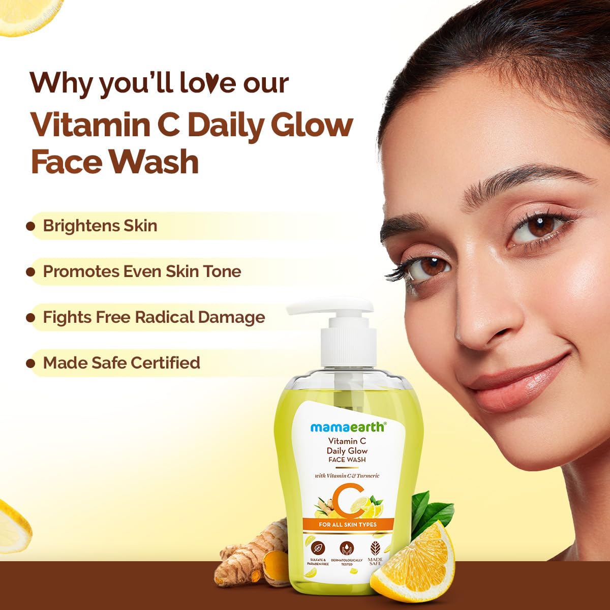 Mamaearth Vitamin C Face Wash for Women & Men 250ml- Toxin-Free & Oil-Free Face Wash for Acne-Prone, Dry & Oily Skin - Illuminates Skin