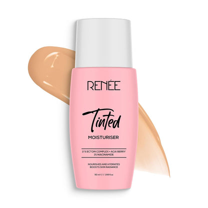 RENEE Tinted Moisturiser - Sunkissed Sand| Hydrates, Boosts Radiance, Repairs Barrier & Brightens Skin | With Niacinamide, Acai Berry & Ectoin | 50 ml
