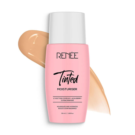 RENEE Tinted Moisturiser - Sunkissed Sand| Hydrates, Boosts Radiance, Repairs Barrier & Brightens Skin | With Niacinamide, Acai Berry & Ectoin | 50 ml