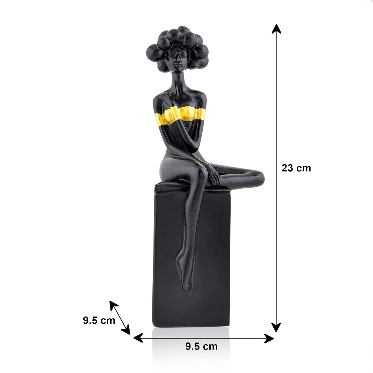 Xtore Modern Abstract Woman Figurine | Resin Home Decor Accent | Unique Art Piece for Living Room, Office, or Gallery | Contemporary and Stylish Design - Black