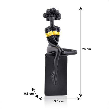 Xtore Modern Abstract Woman Figurine | Resin Home Decor Accent | Unique Art Piece for Living Room, Office, or Gallery | Contemporary and Stylish Design - Black