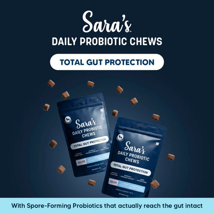 Sara’s Daily Probiotic Chews for Dogs – 70g | Gut & Digestive Health Treats | Supports Digestion, Immunity & Overall Wellness | All Breeds, Puppies & Adults