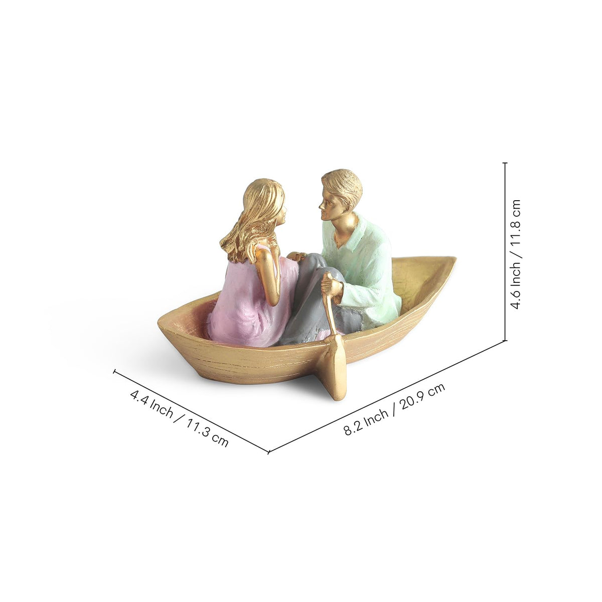 'Boat Couple' Resin Decorative Items for Living Room (Hand-Painted, 11.8 Cm)|Couple Show Pieces for Home Décor |Multicoloured