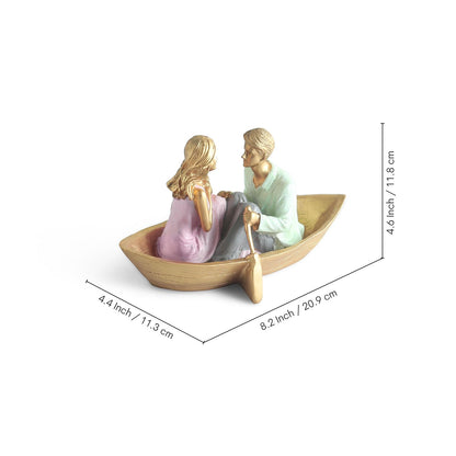 'Boat Couple' Resin Decorative Items for Living Room (Hand-Painted, 11.8 Cm)|Couple Show Pieces for Home Décor |Multicoloured