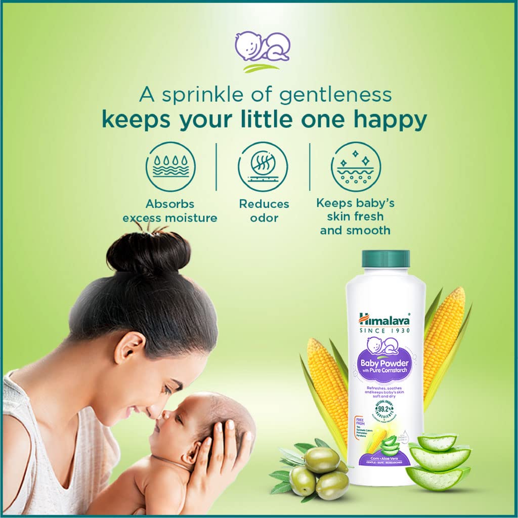 Himalaya Pure Cornstarch Baby Powder 100g | Keeps baby's skin soft and dry | Absorb excess moisture & Reduces Odour