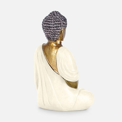 Pure Home + Living Ivory Antique Gold Polyresin Meditating Sitting Buddha - Small Showpiece Idol Home Decor Items for Living Room and Gifts | Elegant Seated Pose Home & Garden Decor Accent (Pack of 1)