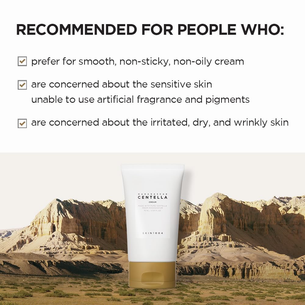 SKIN1004 Madagascar Centella Cream | Korean Face Moisturizer with Organic Ingredients | Hydrating, Brightening & Anti-Wrinkle Skincare, 30ml