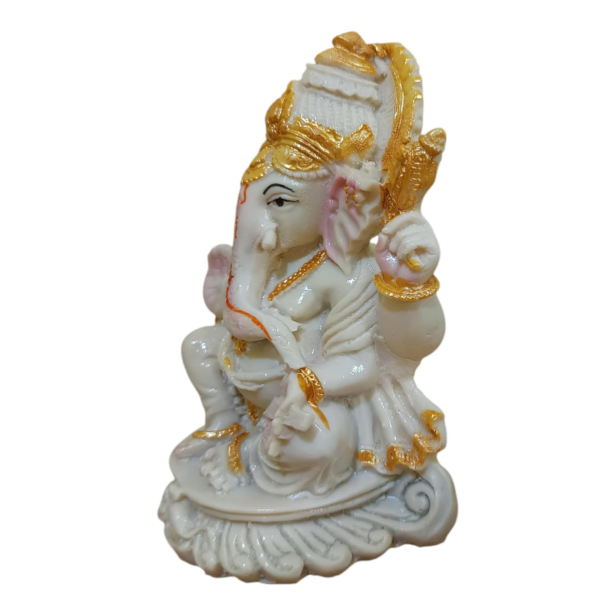 Ganesha Ganesh Ganpati Gajanan Statue Idol Murti Gift Item Decorative Showpiece Multicolor Polyresin Pack of 1 (B008)