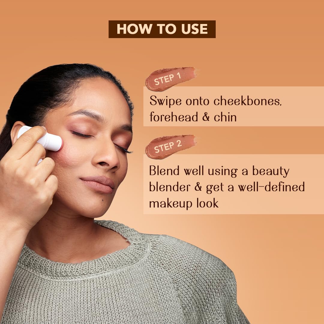 LoveChild Mini Masaba Bronzer Stick To Sculpt, Define & Lift, Contour Makeup, Matte Finish, Smooth Glide, Makeup Stick Suitable for All Indian Skin Tones, Fist Bump (Deep Brown) 7.5g