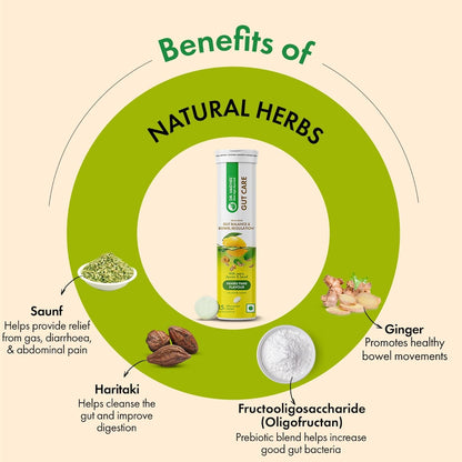 Dr. Vaidya’s Gut Care Effervescent Tablets | Helps reduce bloating & acidity, improves digestion, promotes gut health & regulates Bowel movement | Jeera, Ajwain, Saunf | Prebiotic & Probiotic Blend with healthy gut microbiome 15 Tablets