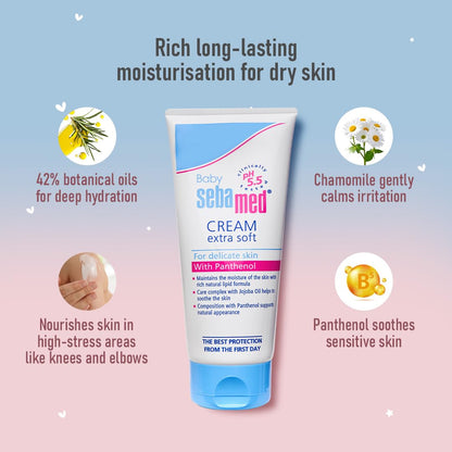 Sebamed Baby Cream Extra Soft|pH 5.5|Ideal for Dry Skin|200 ml