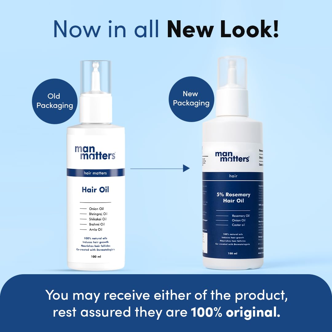 Man Matters Hair Oil With Rosemary, Onion, Bhringraj, Shikkai, Brahmi & Amla Oils | Reduces Hair Breakage, Nourishes Hair & Protects Shine | 100ml