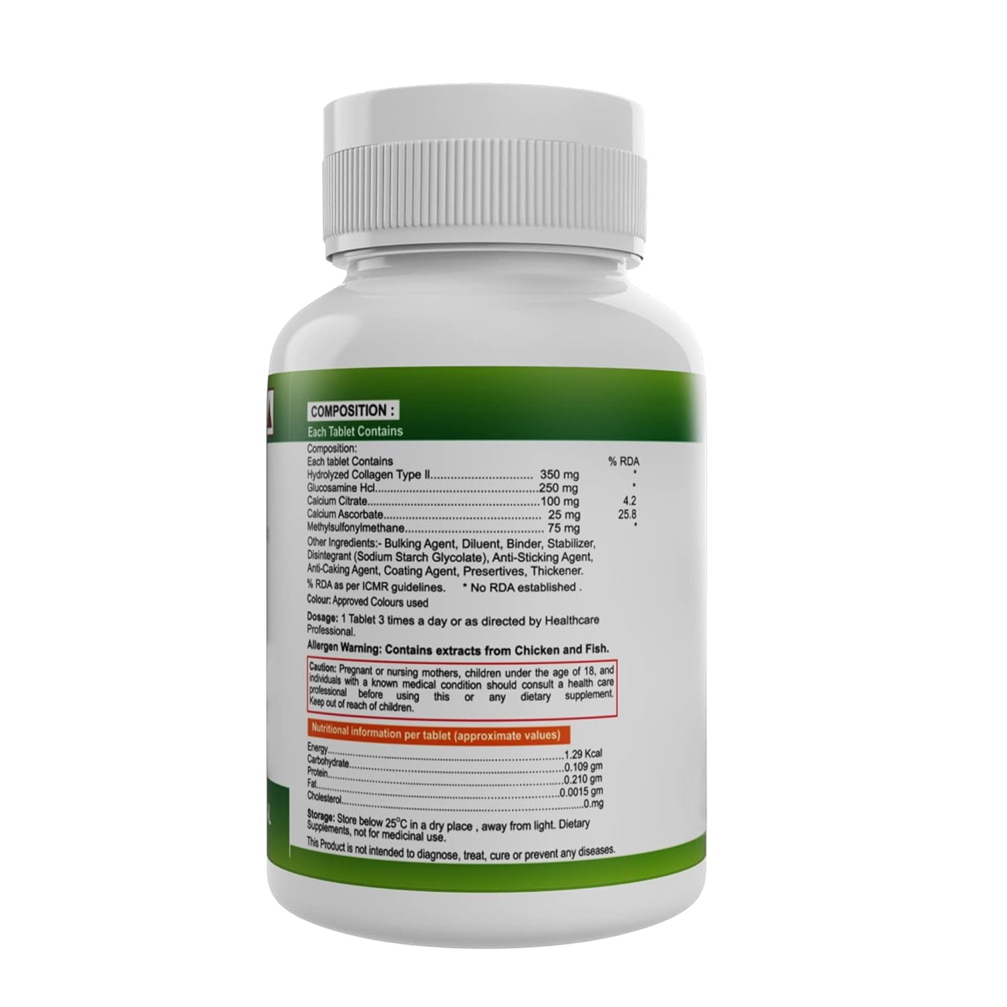 Nveda Joint Support for keeping Joints healthy containing Collagen Type 2, Glucosamine, Calcium and MSM (60 Nos)