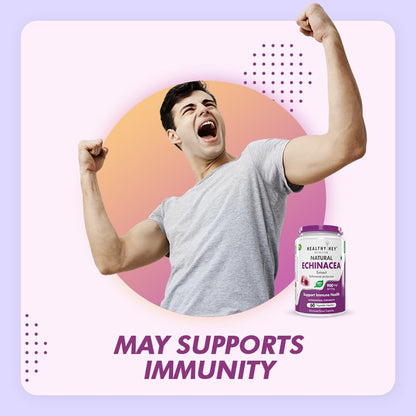 HealthyHey Nutrition Echinacea for Immune Health to Support Immune System 60 Veg. Capsules