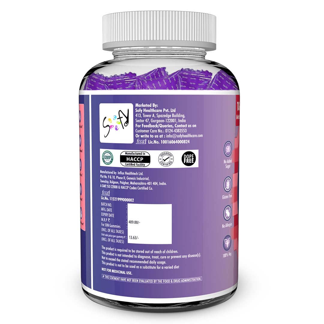 Purple supplement bottle with white cap on a white background