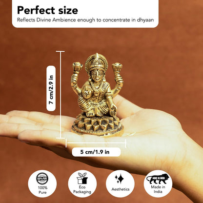 100% Pure Brass Ganesh Lakshmi Idol | Pital Ganesha and Laxmi Murti for Pooja Room, Home Decor, Office Desk and Car Dashboard | Vinayagar Laxmi Statue for Diwali Puja (Combo Set)