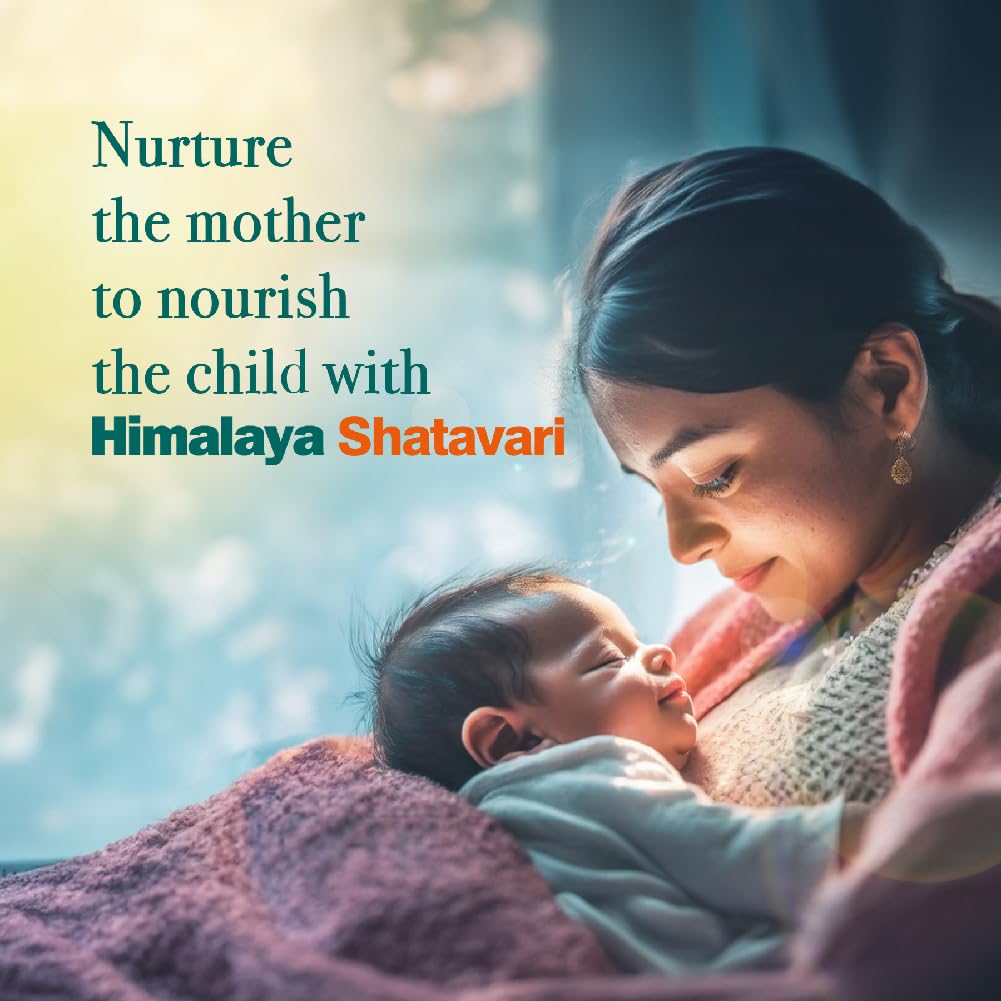 Woman holding a baby with text about Himalaya Shatavari