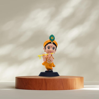 Krishna with Flute Figurine Showpiece for Car Dashboard, Home Office | Bajrangbali Murti Statue for Hindu Temple, Spiritual Decor | Gift for Devotees