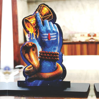 Wooden Lord Shiva Idol with Damru | Spiritual Tabletop Showpiece for Home, Office Desk, Temple, Living Room Decor, Religious Gift Item (5.7 x 6 Inch)