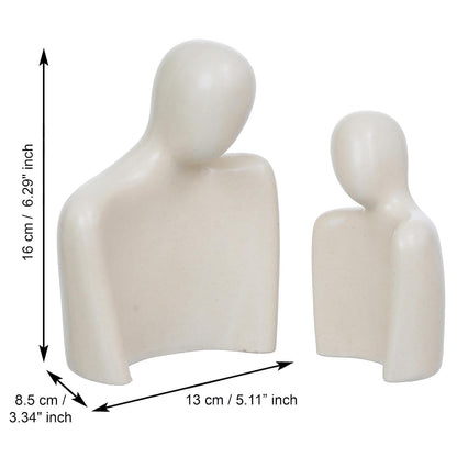 eCraftIndia Set of 2 White Ceramic Handcrafted Couple Statue Sculpture Figurines Home Decor Items Showpiece for Living Room Bedroom Table Shelf TV Unit | Gift for Wedding Anniversary Valentines Day