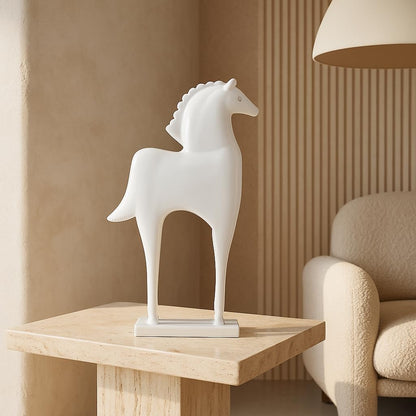 Elegant Horse Figurine | Modern Minimalist Home,Office Decor | Sleek Resin Sculpture | Contemporary Home Accent - White