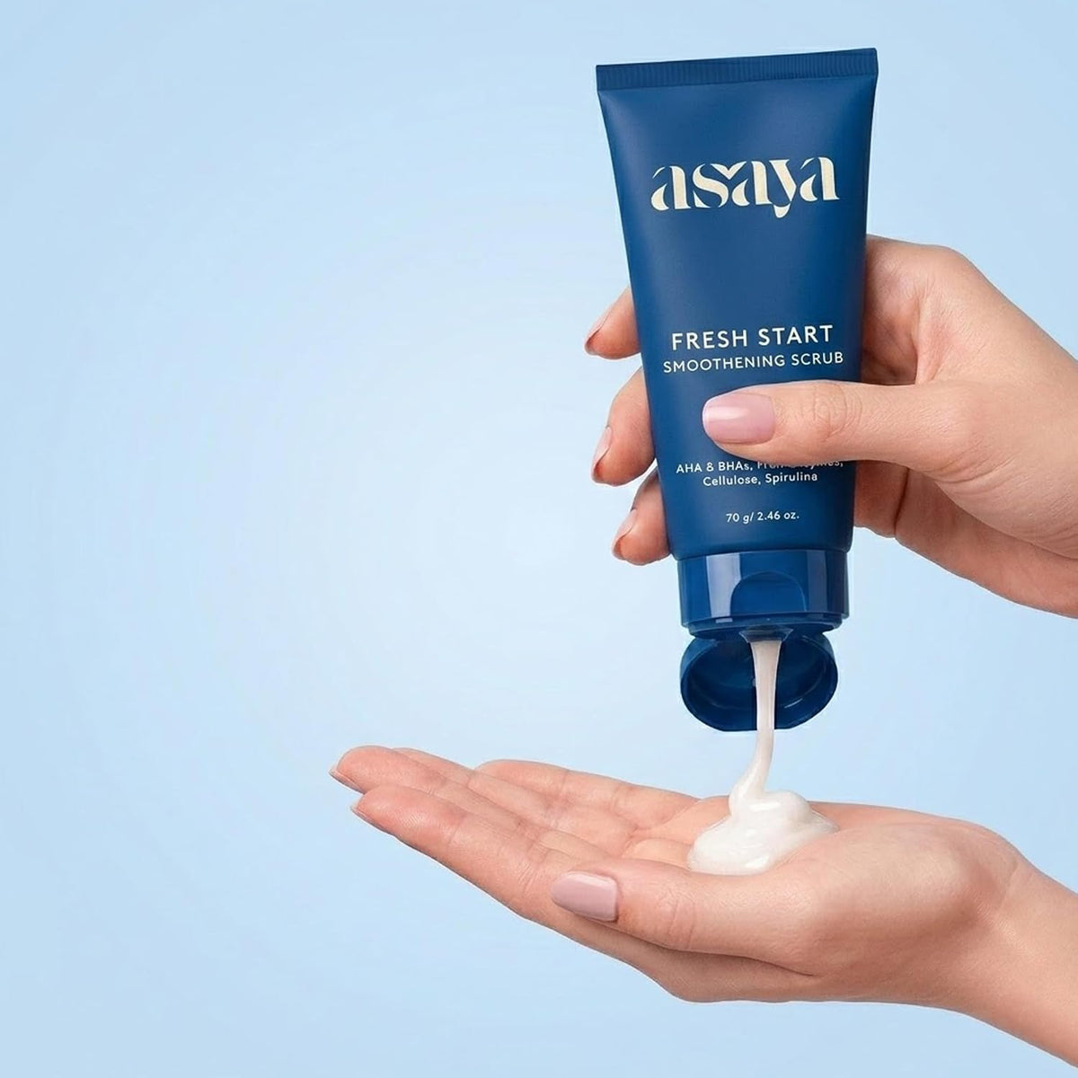 Asaya Fresh Start Smoothening Scrub | Face Exfoliator for Instant Glow-Up | Exfoliating Face & Body | AHA BHA | Dead Skin Remover for Pores, Blackheads & Uneven Skin - 70gm