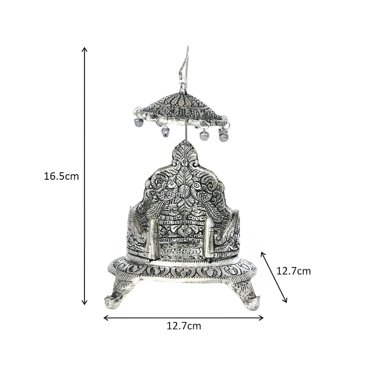 Aluminium Antique Silver Plated Singhasan, 5.5 inch, 1 Piece