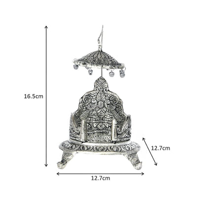 Aluminium Antique Silver Plated Singhasan, 5.5 inch, 1 Piece