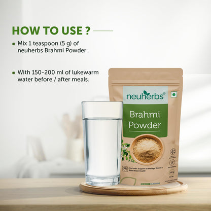 Neuherbs Brahmi Powder - 100g For Men & Women | Ayurvedic Care To Manage Stress & Boost Brain Health | Rich in Antioxident | 100% Pure & Natural | No Added Preservatives