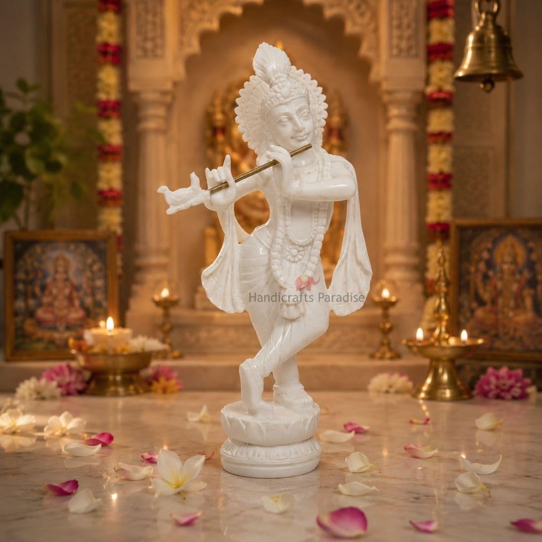 Handicrafts Paradise Resin Standing Krishna Idol (6.4 cm x 3.8 cm x 14.6 cm) (WM15053_white)