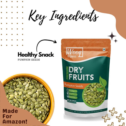 Wooq Organics Jumbo Raw Pumpkin Seeds 250g Protein and Fiber Rich Superfood