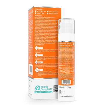 The Derma Co 1% Hyaluronic Sunscreen Oil-Free Matte Gel SPF 50 PA++++ | For Oily, Acne-Prone Skin | Lightweight Texture | No White Cast | Broad Spectrum Protection & Blue Light Protection | Non- Comedogenic 50g