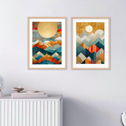 Wood Premium Digital Paintings With Frame For Home Decoration - Painting For Living Room Bedroom Office - Pack Of 4 (D)