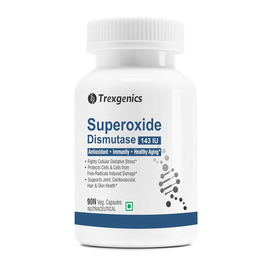Trexgenics Superoxide Dismutase supplement bottle on a white background