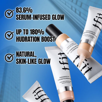 TFIT Radiance Fit Serum Foundation - Flawless Coverage, Dewy finish, Long-lasting, Lightweight, Korean Makeup,1.05 Oz. (C01 Porcelain, 1.05 Oz.)