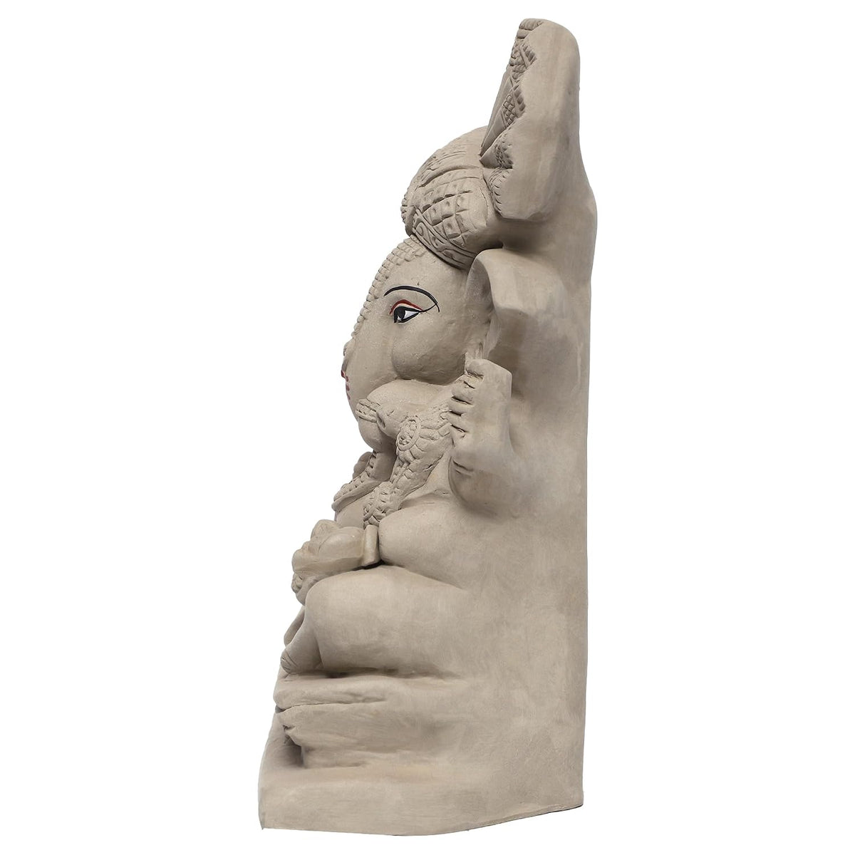KSI Eco Friendly Ganesha Idol 9.8 Inches | Water Soluble Ganpati Murti for Home Visarjan | Pagdi Ganesh Without Paint | Biodegradable Idol for Ganesh Chaturthi