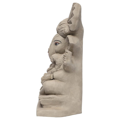 KSI Eco Friendly Ganesha Idol 9.8 Inches | Water Soluble Ganpati Murti for Home Visarjan | Pagdi Ganesh Without Paint | Biodegradable Idol for Ganesh Chaturthi