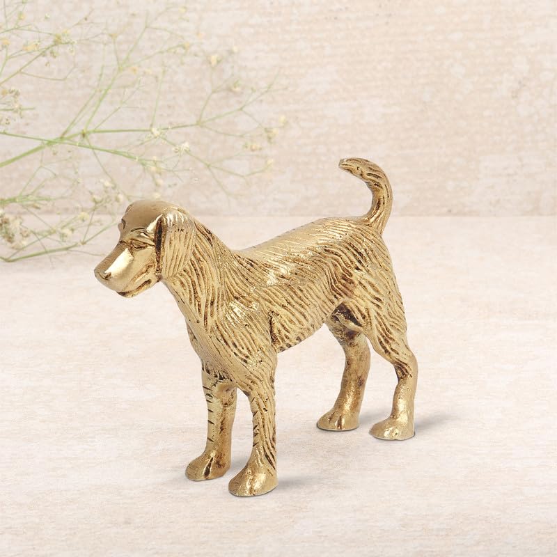 Brass Animal Dog Sculpture Statue Handcrafted Decorative Showpiece Idol for Home, Office Dcor (Size : 7.6cm Height | Weight : 238gm Approxe)