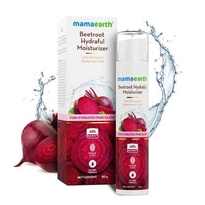 Mamaearth Beetroot Hydraful Moisturizer With Beetroot & Hyaluronic Acid For Hydrated Pink Glow - 50 g | 48-H Hydration | Oil Free Formula