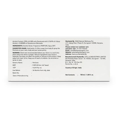 Product label with text on a white background