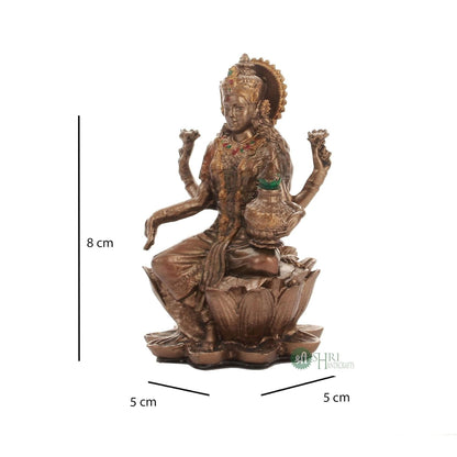 Resin 3" Laxmi Copper Finish Hindu God Statue Laxmi Ji Idol Figurine Decoration and Pooja Gifting Purpose Sculpture House Warming Statue, Religious
