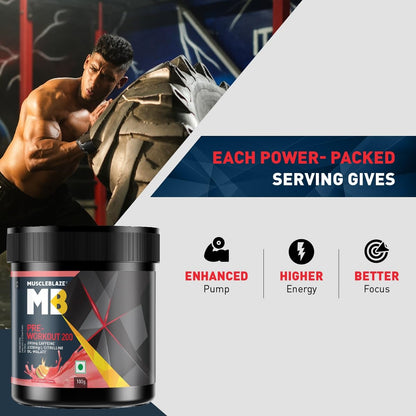 MuscleBlaze Pre Workout 200 (16 servings, 100g) | 200mg Caffeine, 2200mg Citrulline