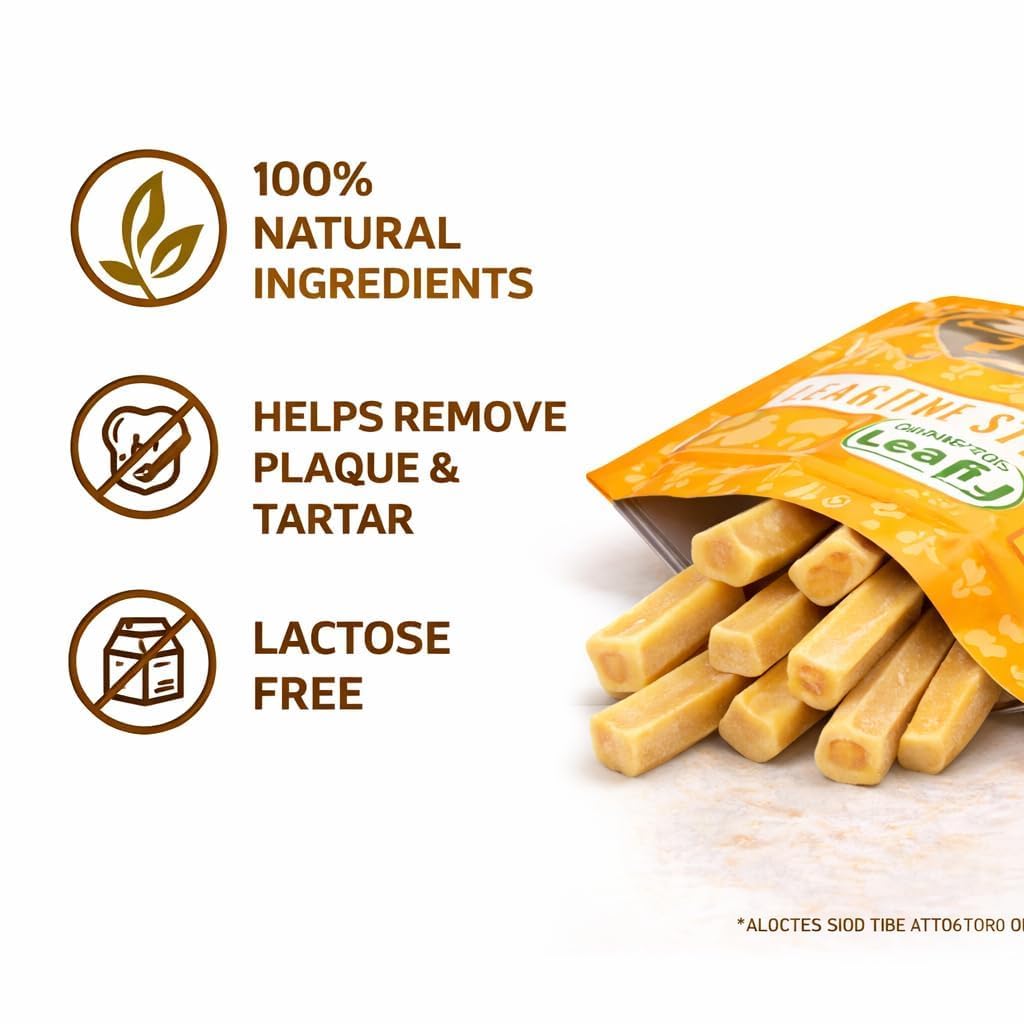LeafyPaws Himalayan Cheese Chew Dog Treats (65g) | 100% Natural Long Lasting Yak Milk Chews for Medium & Large Dogs (25kg+) | Lactose Free, Grain Free, No Preservatives, Dental Support (Peanut Butter)